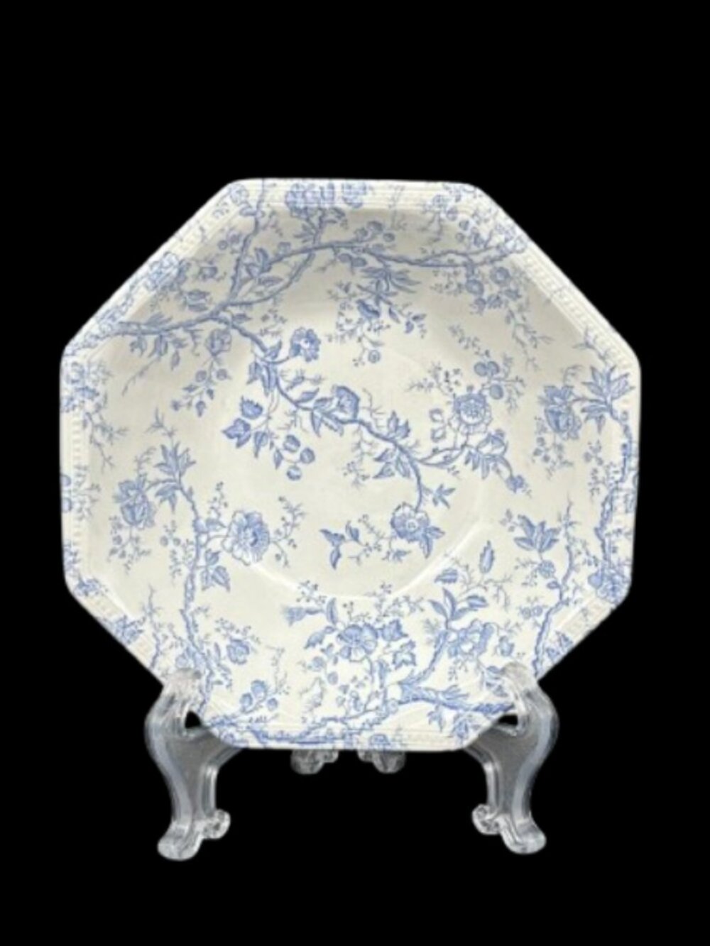 Vintage Johnson Brothers Hyde Park Octagonal Bowl Blue White English Chintz